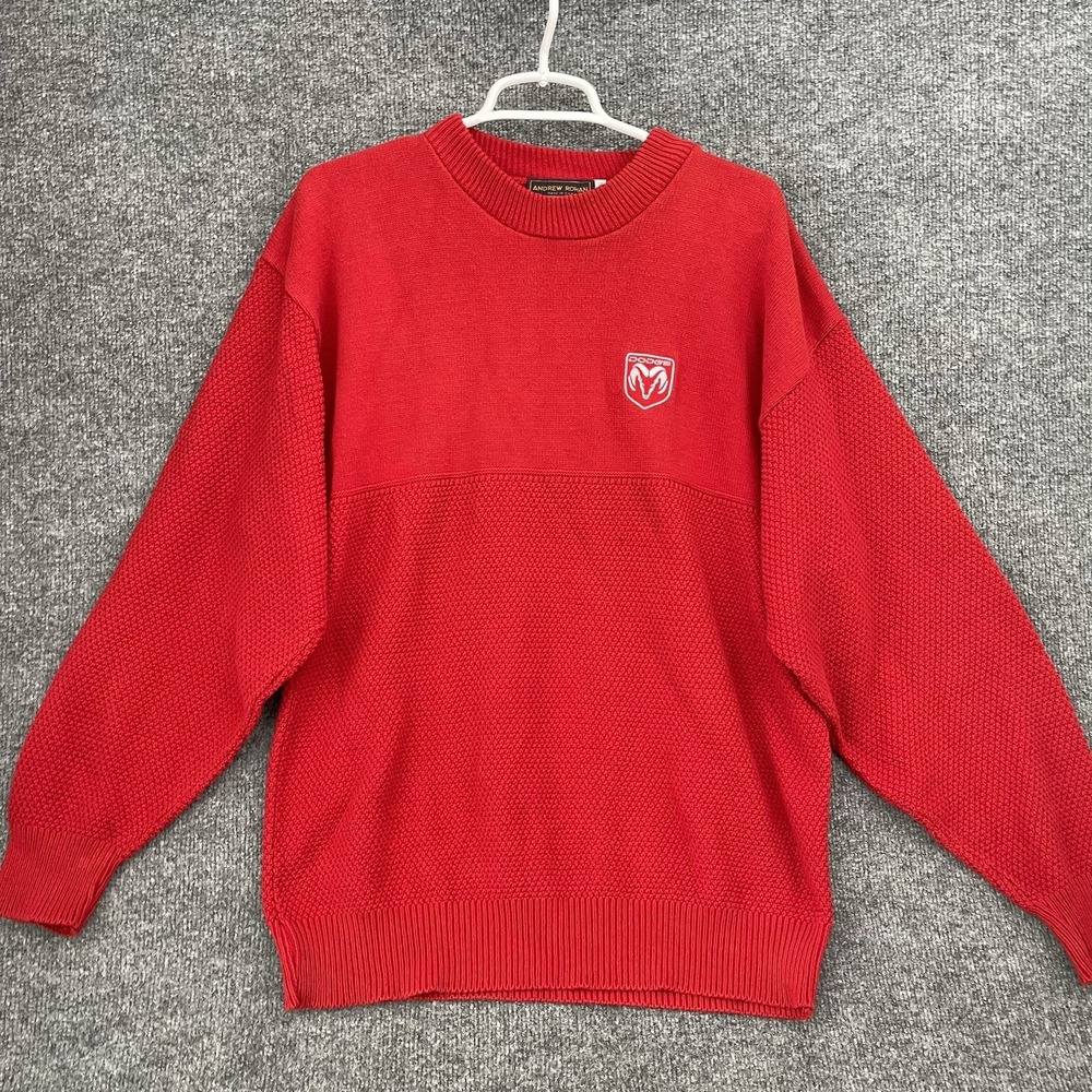 Andrew Rohan Ram Dodge Sweater Men's Sz XL Knit Red Made In USA